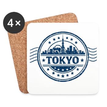 Tokio Skyline Siegel Blau - Untersetzer (4er-Set) - Weiß - Vorne