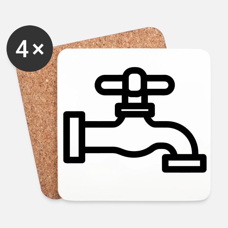 robinet - Dessous de verre (lot de 4) - blanc