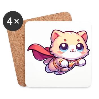 Superhero Cat Kitten Hero Kitty - Coasters (set of 4) - white - Front
