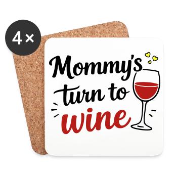 Le tour de maman pour le vin – Design amusant pour la fête des mères - Dessous de verre (lot de 4) - blanc - Devant