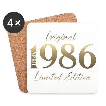 40th Birthday Gift Husband Original April 1986 - Coasters (set of 4) - white - Front