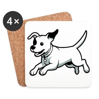 Verspielter Hund-Cartoon - Untersetzer (4er-Set) - Weiß - Vorne