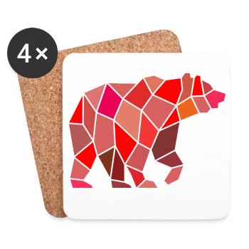 Geometric Bear in Mosaic - Coasters (set of 4) - white - Front