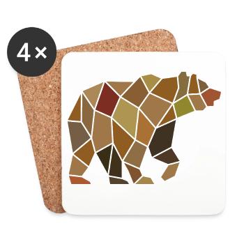 Geometric Bear from Mosaic Polygon - Coasters (set of 4) - white - Front