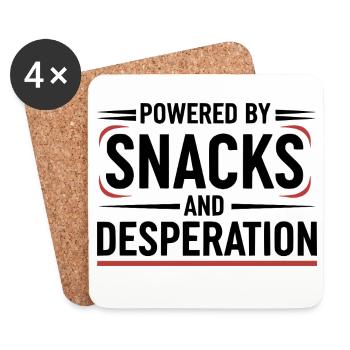 Powered By Snacks and Desperation - Coasters (set of 4) - white - Front