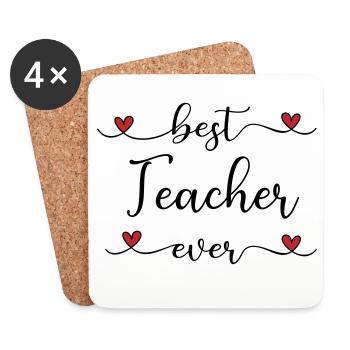 Meilleur enseignant - Dessous de verre (lot de 4) - blanc - Devant