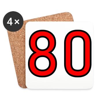 80. 80 ANS. 80e ANNIVERSAIRE. ANNIVERSAIRE 80 ANS. - Dessous de verre (lot de 4) - blanc - Devant