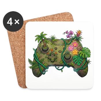 Jungle Controller – Gaming-Aufkleber - Untersetzer (4er-Set) - Weiß - Vorne