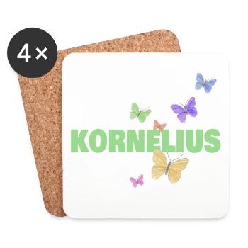 Cornelius avec des papillons - Dessous de verre (lot de 4) - blanc - Devant