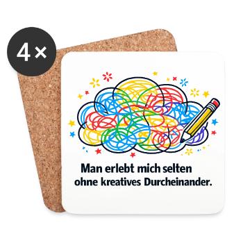 Kreatives Durcheinander Zeichnung - Untersetzer (4er-Set) - Weiß - Vorne