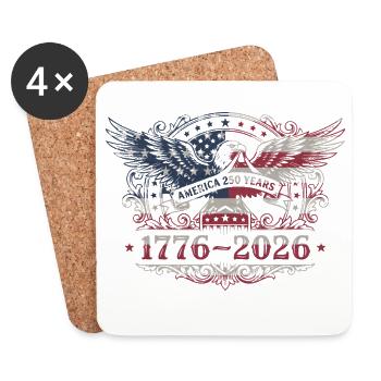 Amerika 250 Jahre 1776–2026 Vintage Patriotic Eagl - Untersetzer (4er-Set) - Weiß - Vorne