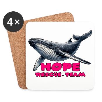 Équipe de sauvetage Hope Whale - Dessous de verre (lot de 4) - blanc - Devant