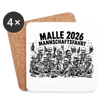 Malle 2026 Mannschaftsfahrt, anschnallen Freunde - Untersetzer (4er-Set) - Weiß - Vorne