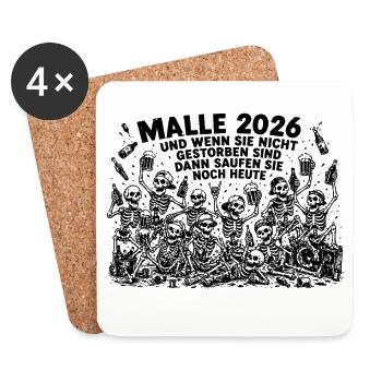 Malle 2026 und wenn sie nicht gestorben sind dann - Untersetzer (4er-Set) - Weiß - Vorne