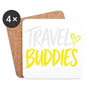Travel Buddies Schriftzug - Untersetzer (4er-Set) - Weiß - Vorne