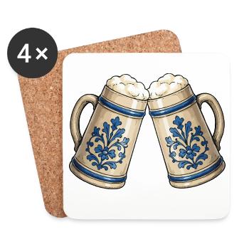 Ornement de chopes de bière - Dessous de verre (lot de 4) - blanc - Devant