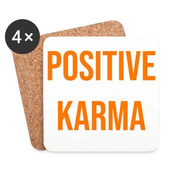 Positive Karma Typografie in Orange - Untersetzer (4er-Set) - Weiß - Vorne