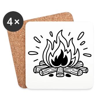 feu de camp - Dessous de verre (lot de 4) - blanc - Devant