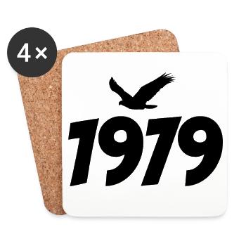 Graphique vintage d’aigle 1979 - Dessous de verre (lot de 4) - blanc - Devant
