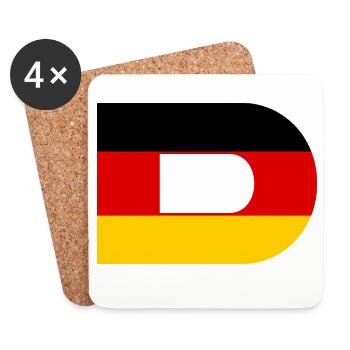 D - Style du drapeau allemand - Dessous de verre (lot de 4) - blanc - Devant