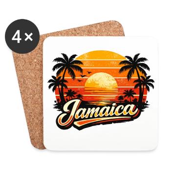 Coucher de soleil jamaïcain - Dessous de verre (lot de 4) - blanc - Devant