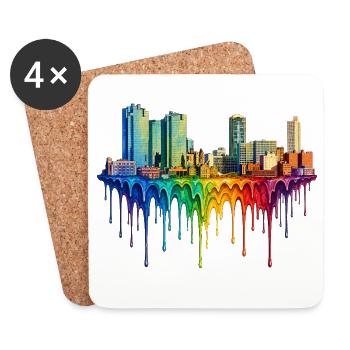 Fort Worth Texas Dripping Paint - Coasters (set of 4) - white - Front