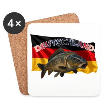 Karpfenangeln Deutschland - Angeldesign - Untersetzer (4er-Set) - Weiß - Vorne