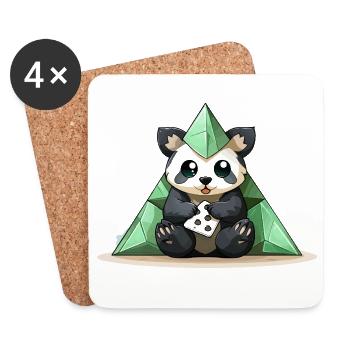 Pyramide de Cristal de Panda - Dessous de verre (lot de 4) - blanc - Devant