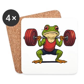 Muscular Weightlifting Frog - Coasters (set of 4) - white - Front