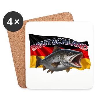 Forelle Angeln Deutschland - Fisch Motiv - Untersetzer (4er-Set) - Weiß - Vorne