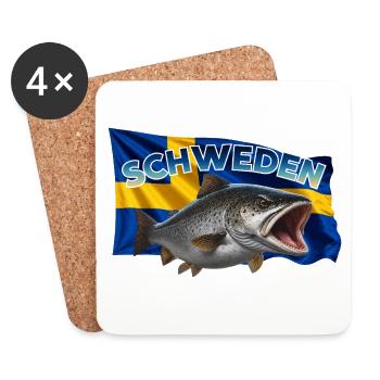 Forelle Angeln Schweden - Fisch Motiv - Untersetzer (4er-Set) - Weiß - Vorne