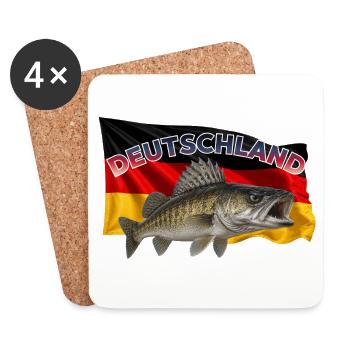 Zander Angeln Deutschland - Stachelrittermotiv - Untersetzer (4er-Set) - Weiß - Vorne