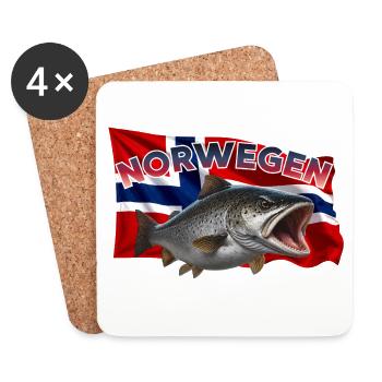 Forelle Angeln Norwegen - Fisch Motiv - Untersetzer (4er-Set) - Weiß - Vorne