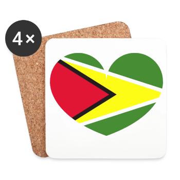 Guyana heart flag - Coasters (set of 4) - white - Front