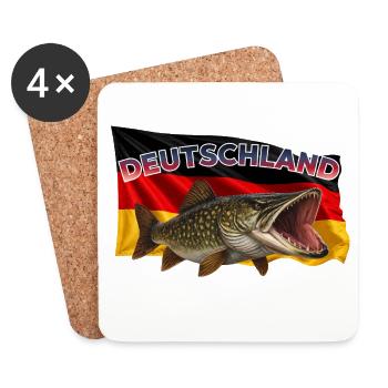 Hecht Angeln Deutschland - Pike Design - Untersetzer (4er-Set) - Weiß - Vorne