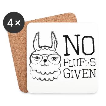 Llama with Glasses No Fluffs Given - Coasters (set of 4) - white - Front