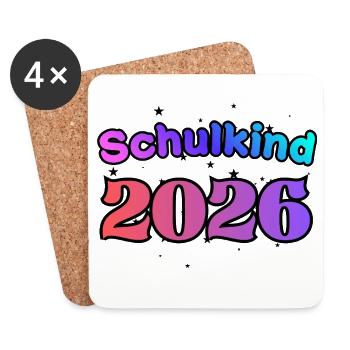 Schulkind 2026 - Ich bin erste Klasse! - Untersetzer (4er-Set) - Weiß - Vorne