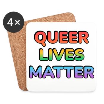 Queer Lives Matter Regenbogen - Untersetzer (4er-Set) - Weiß - Vorne