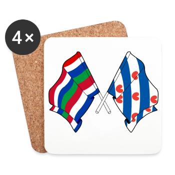 Drapeaux croisés de Schier & Friesland - Dessous de verre (lot de 4) - blanc - Devant
