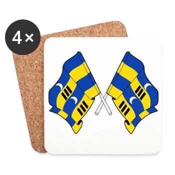 Drapeaux croisés de l’Ameland – Fierté insulaire - Dessous de verre (lot de 4) - blanc - Devant