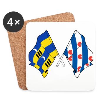 Ameland & Friesland kreuzte Flaggen - Untersetzer (4er-Set) - Weiß - Vorne