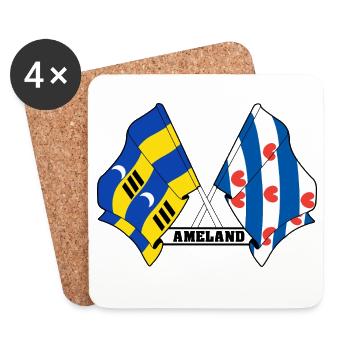 Ameland Friesland Pride – Kreuzende Flaggen - Untersetzer (4er-Set) - Weiß - Vorne