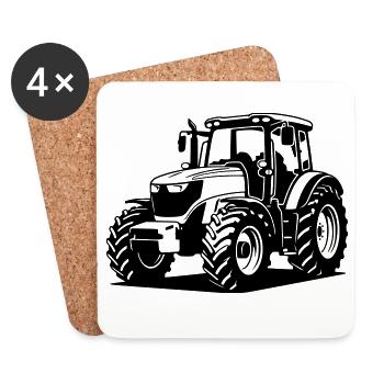 Traktor / Trecker / Schlepper - Untersetzer (4er-Set) - Weiß - Vorne