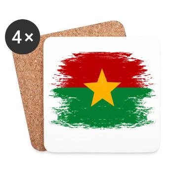 Burkina_Faso_Flagge_used - Dessous de verre (lot de 4) - blanc - Devant
