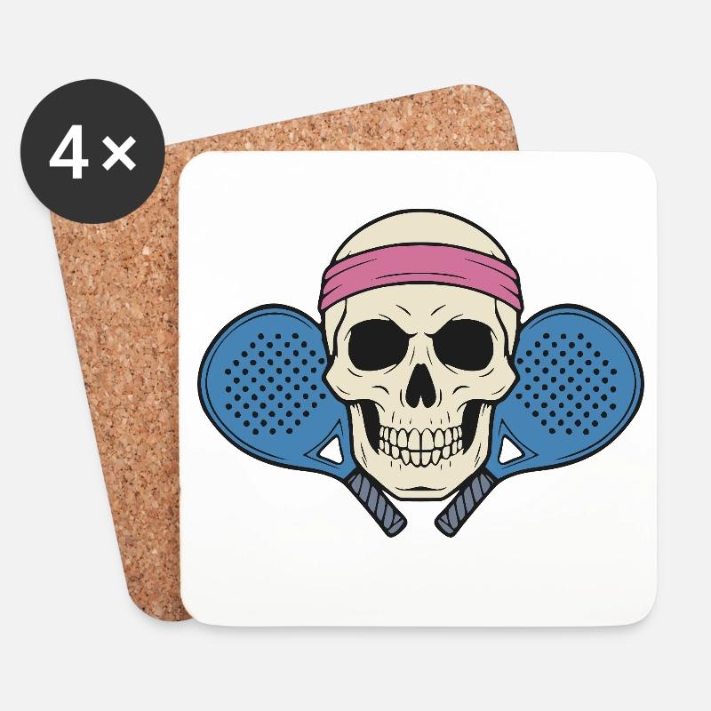 Padel Skull - Untersetzer (4er-Set) - Weiß