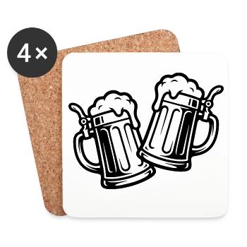 Bier Prost Symbol - Untersetzer (4er-Set) - Weiß - Vorne