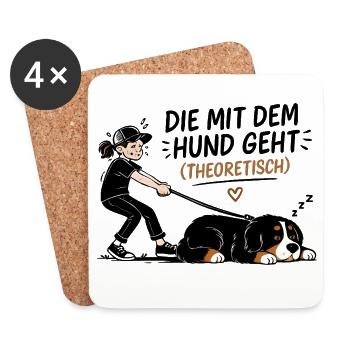 Berner Sennenhund Spruch Hundehalterin Humor - Untersetzer (4er-Set) - Weiß - Vorne
