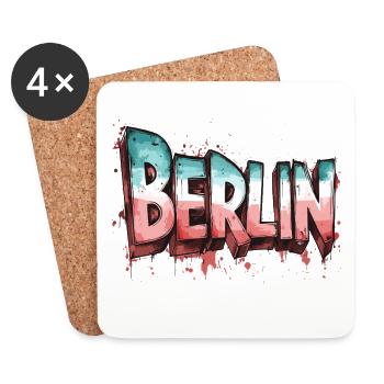 Berlin Graffiti Font Street Art Urban Style - Coasters (set of 4) - white - Front