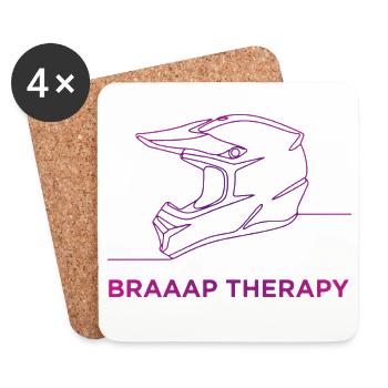 Braaap Therapy Motocross Helmet Line Art - Coasters (set of 4) - white - Front