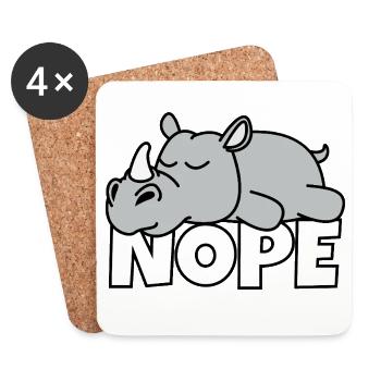 Lazy Rhino Nope Not Today Lazy Safari - Coasters (set of 4) - white - Front